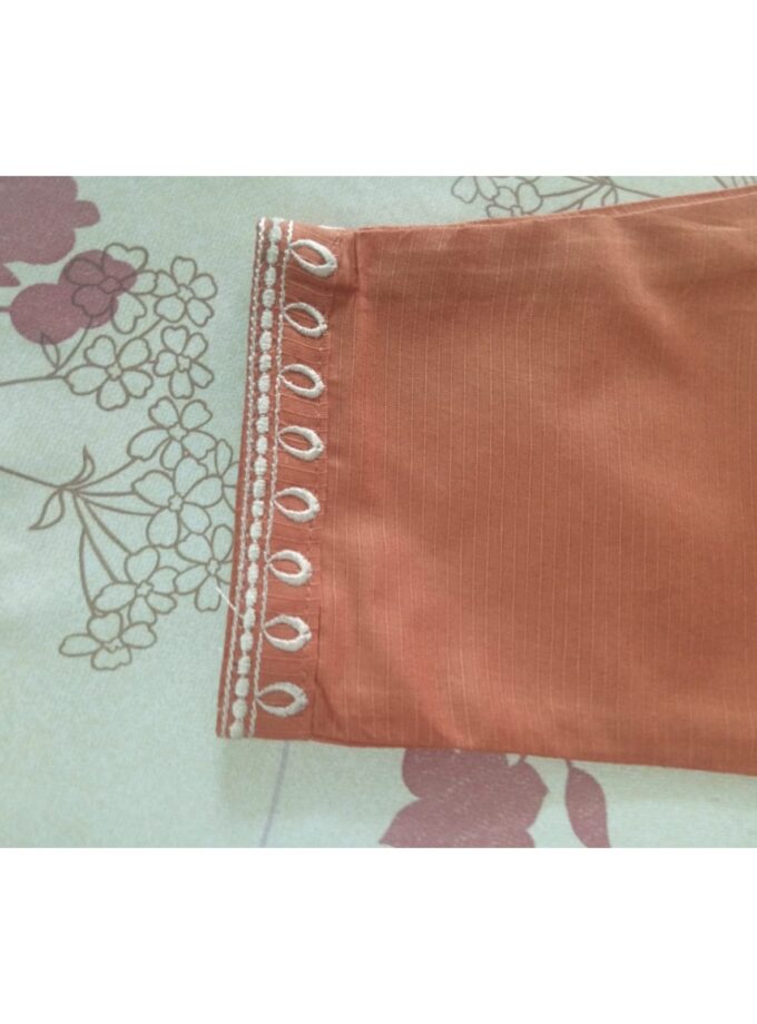 Girls' Rust Orange Embroidered Frock