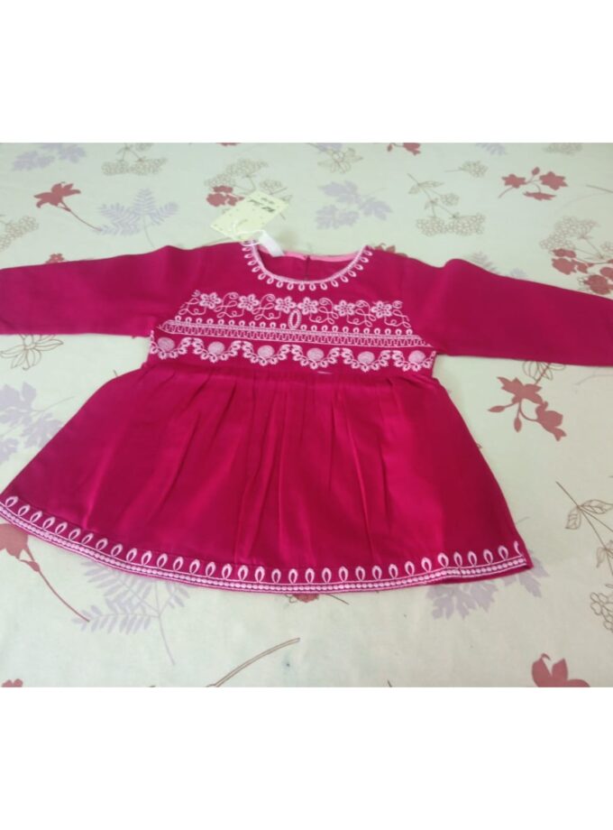 Girls' Pink Embroidered Frock