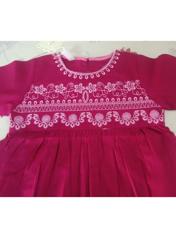 Girls' Pink Embroidered Frock