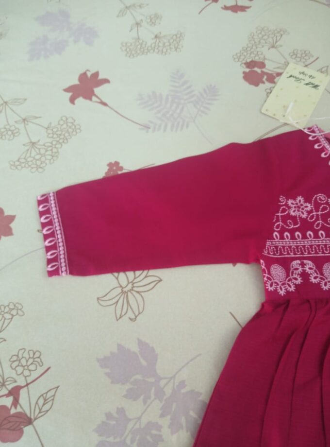 Girls' Pink Embroidered Frock