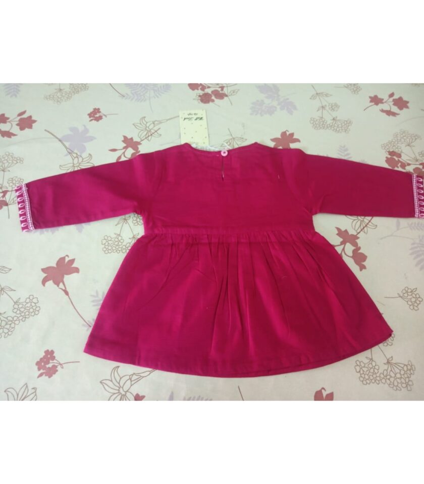 Girls' Pink Embroidered Frock - Image 4