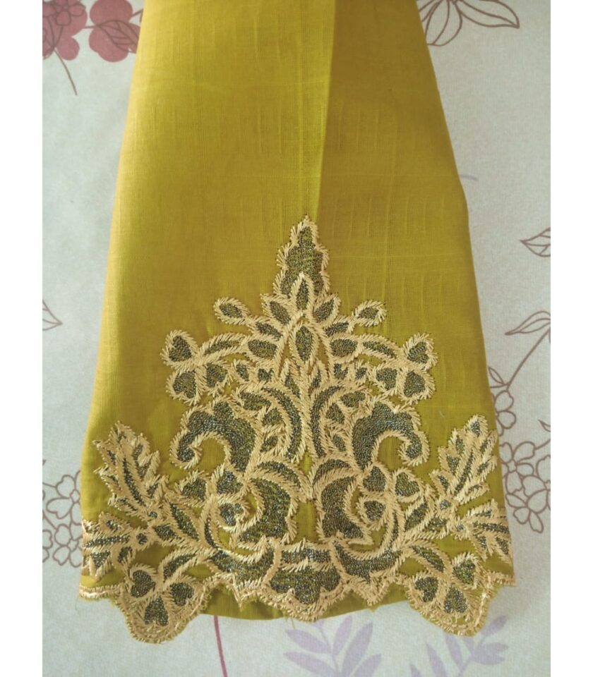 Olive Green Embroidered Suit - Image 4