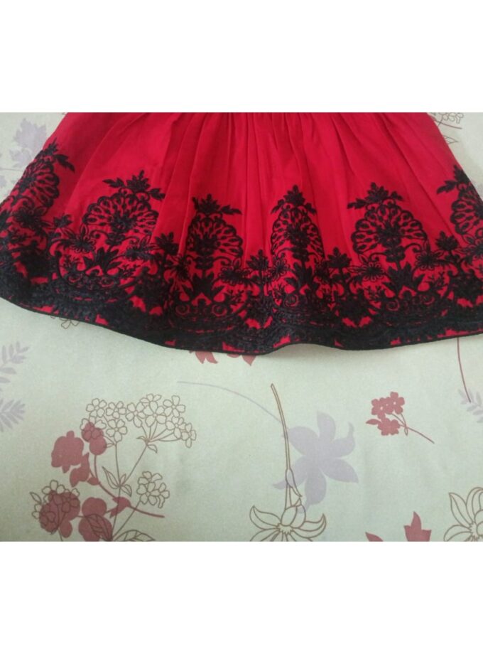 Scarlet Elegance – Black Embroidered Frock