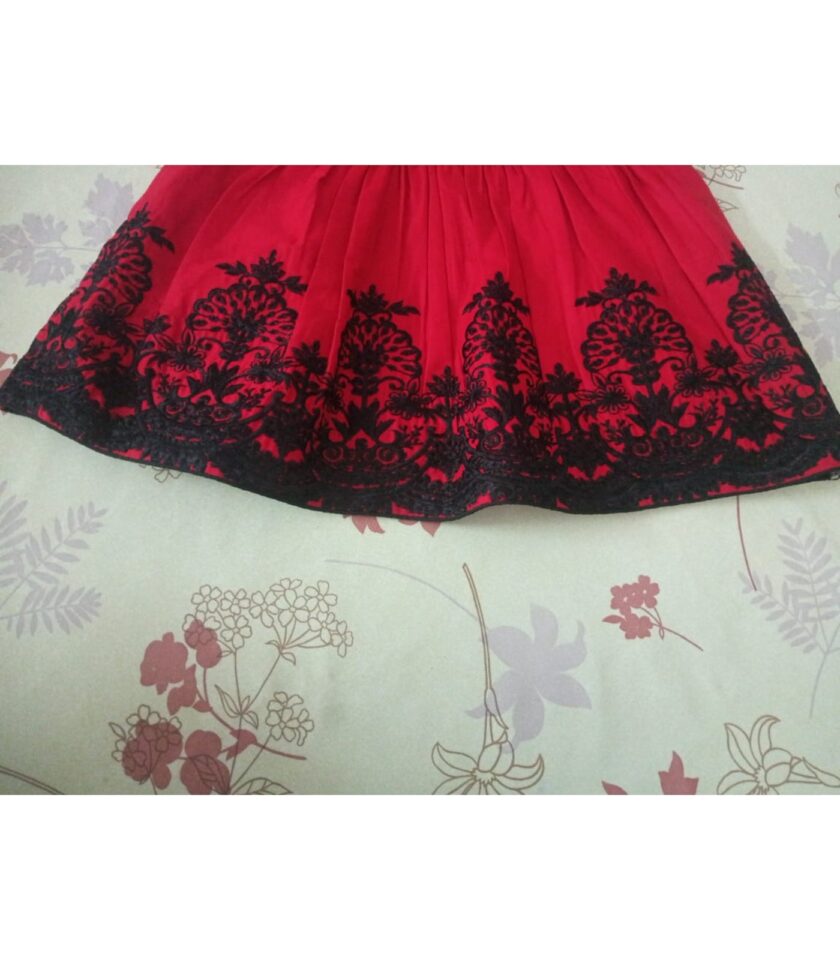 Scarlet Elegance – Black Embroidered Frock - Image 2