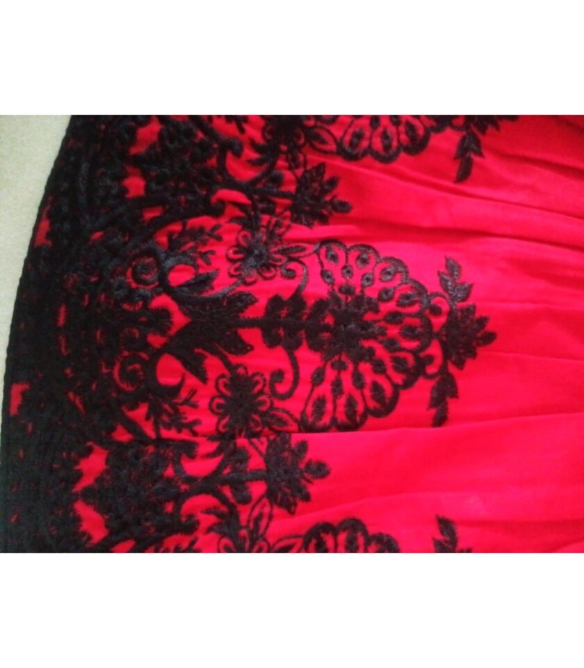 Scarlet Elegance – Black Embroidered Frock - Image 3