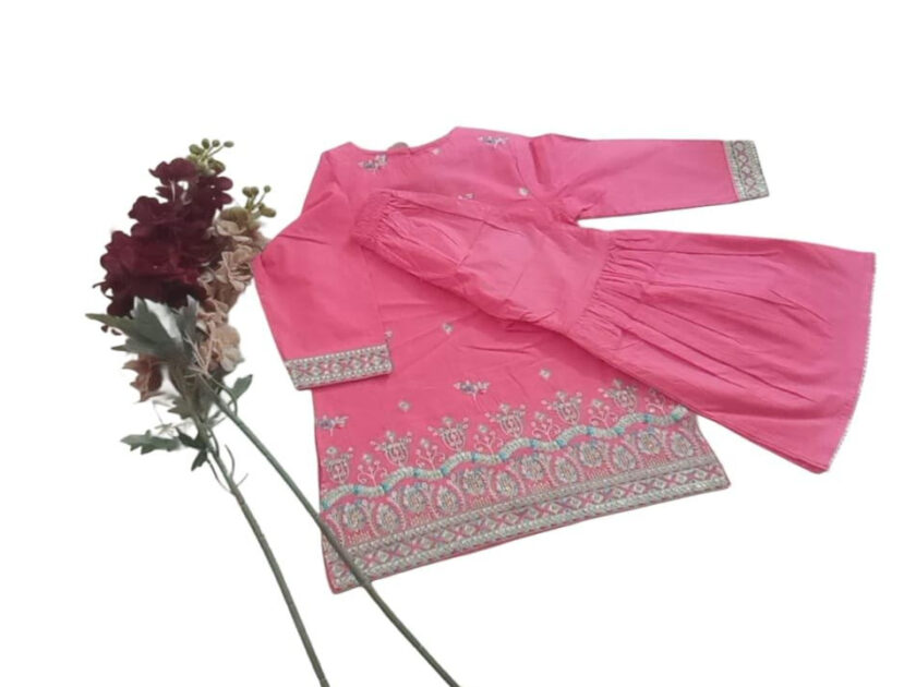 Embroidered Shalwar Kameez with Gharara-style Trousers